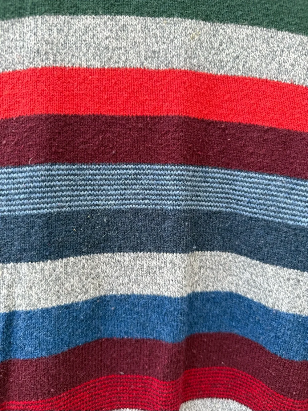 Multicolor Striped Crewneck Sweater - Blue, Red, Green & Yellow